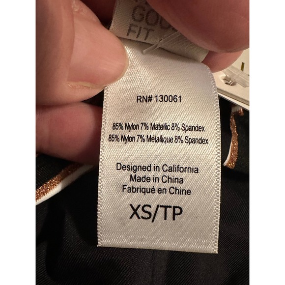 L Space La Jolla Full Cut Bikini Bottom Black Gold Metallic Striped Size XS - Picture 8 of 9